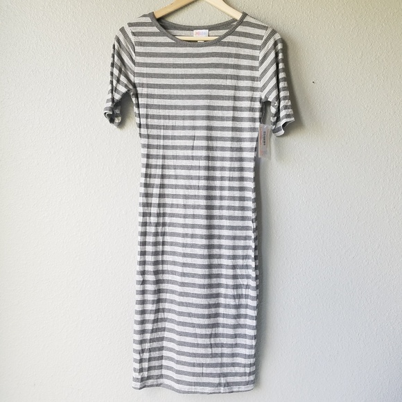 LuLaRoe Dresses & Skirts - NWT LuLaRoe Gray Striped Julia Dress